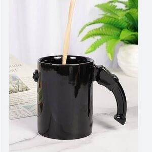 Black ceramic coffee mug with electric saw handle new in box
